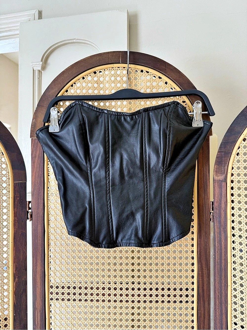 Topshop Faux Leather Corset Top Black Size 4
